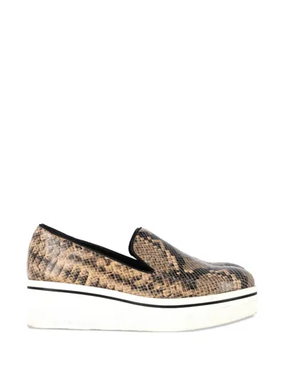 Pre-owned Stella Mccartney Snakeskin-embossed Sneakers In Brown