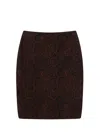 Stella Mccartney Textured Snakeskin Jacquard Wool Blend Midi Skirt In Brown