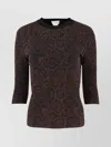 Stella Mccartney Textured Snake Jacquard Elbow-sleeve Top In Brown