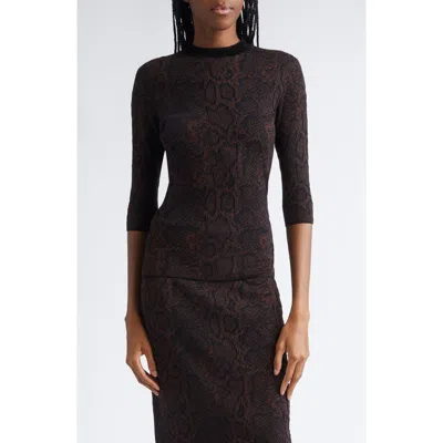 Stella Mccartney Snakeskin Jacquard Wool Blend Top In Multi