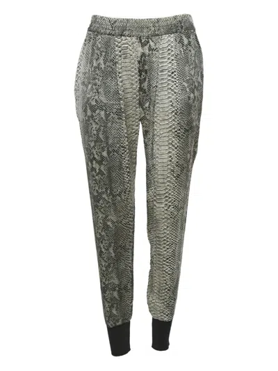 Pre-owned Stella Mccartney Snakeskin-print Silk Trousers In Gray