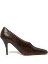 Stella Mccartney Snakeskin Square-toe Pumps In Brown