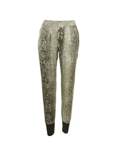 Pre-owned Stella Mccartney Snakeskin-print Rib-hem Trousers In Gray