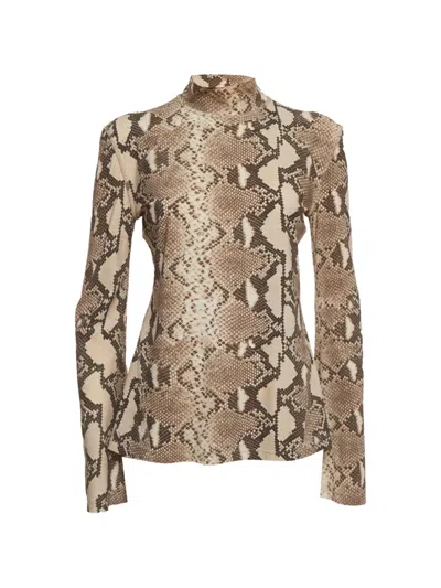 Pre-owned Stella Mccartney Snakeskin-print Top In Neutral