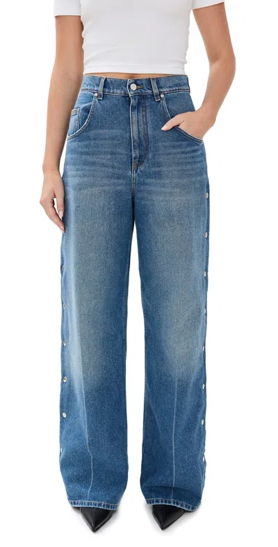 Stella Mccartney Snap Blue Denim Loose Jeans Vintage Blue Denim