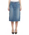 Stella Mccartney Snap Blue Denim Skirt In Vintage Blue Denim