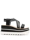 Stella Mccartney Sneak-elyse Striped Platform Sandals In Black