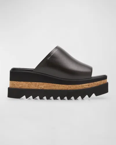 Stella Mccartney Sneak-elyse Alter Sporty Mat Platform Sandals In Ebony Black