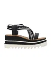 Stella Mccartney Womens Criss-cross Knit Platform Sandals In Black