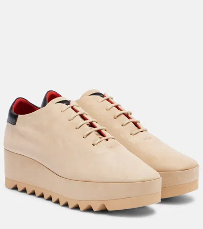 Stella Mccartney Sneak-elyse Faux Suede Wedge Sneakers In Sand