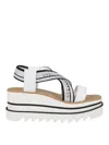 Stella Mccartney Sneak-elyse Striped Platform Sandals In White Recycled Polyester In White