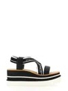 Stella Mccartney Womens Criss-cross Knit Platform Sandals In Black