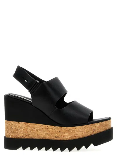Stella Mccartney Sneak-elyse Wedge Sandals In Black
