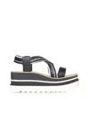 Stella Mccartney Womens Criss-cross Knit Platform Sandals In Black/white