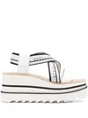 Stella Mccartney Sneak-elyse Striped Platform Sandals Shoes In White