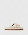 Stella Mccartney Logo-patch Slides In Cream