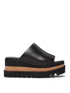 Stella Mccartney Portina 90 Logo-embossed Wedge Mules In Marrón