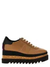 Stella Mccartney Wedge Platform Sneakers Heel Detail In Brown