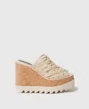 Stella Mccartney Woven Cork Wedge Mules In Beige