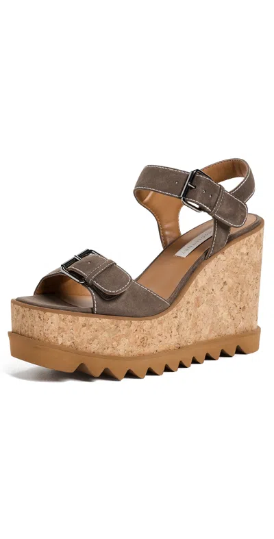 Stella Mccartney Sneakelyse Alter Suede Buckle Sandals 120 Dark Taupe In Brown