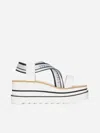 Stella Mccartney Sneak-elyse Striped Platform Sandals In White Recycled Polyester In White,black