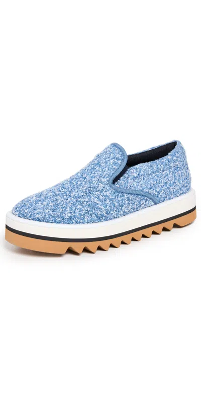 Stella Mccartney Sneakelyse Denim Boucle Trainers Dark Blue Denim