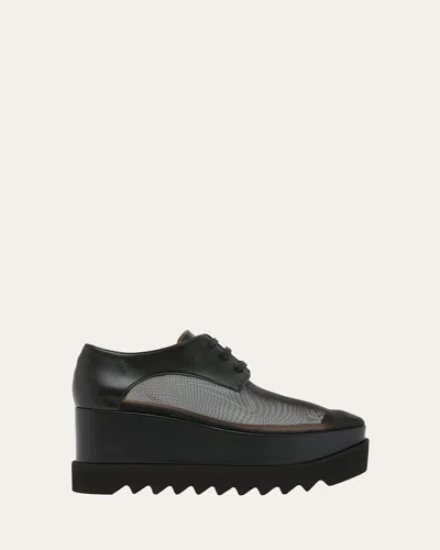 Stella Mccartney Sneak-elyse Mesh Toothed-sole Platform Sneakers In Black