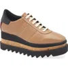 Stella Mccartney Wedge Platform Sneakers Heel Detail In Brandy