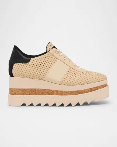 Stella Mccartney Sneakelyse Vegan Perforated Platform Sneakers In Dust