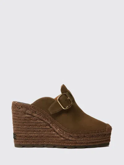 Stella Mccartney Synthetic Suede Wedge Mules In Brown