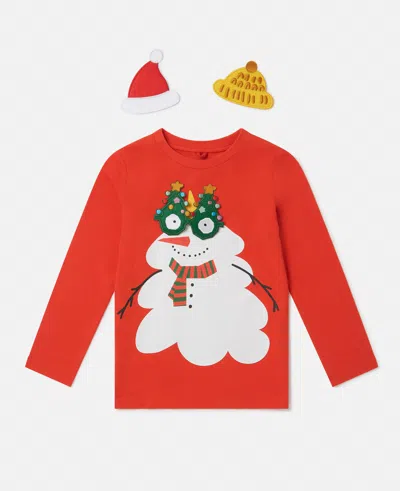 Stella Mccartney Snowman Graphic Long-sleeve T-shirt In Red