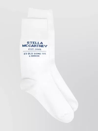 Stella Mccartney Socks Logo With Cuffs Ribbed Unisex Item In White