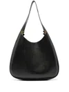 Stella Mccartney Black Leather Hobo Bag With Logo Women In Black