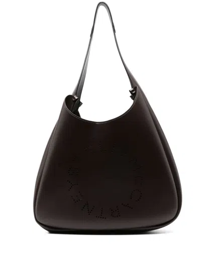 Stella Mccartney Soft Hobo Tote With Logo In Brown