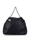 Stella Mccartney Black Shoulder Bag With Diamond-like Chain And Logo Charm On The Front In Black