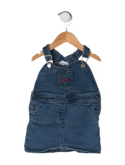 Pre-owned Stella Mccartney Babies' Solid Denim Overall One Piece Dress In Blue