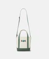 Stella Mccartney Sos Embroidered Small Tote Bag In Dune Beige / Amazon Green