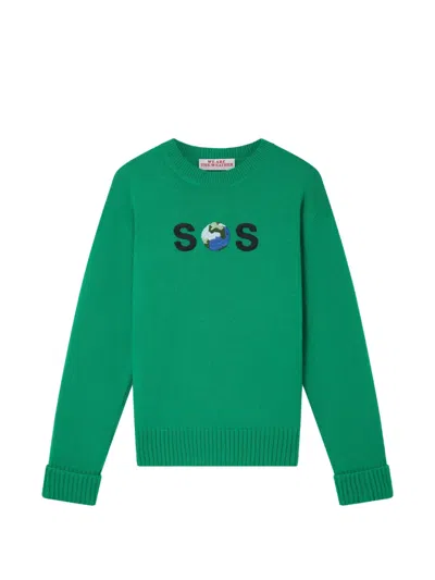 Stella Mccartney Sos-embroidered Wool Sweater In Green