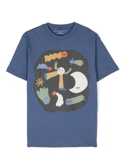Stella Mccartney Kids' Space Graphic T-shirt In Blue