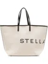 Stella Mccartney Spacious Structured Tote Bag With Bold Logo In Neutral