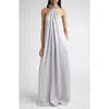 Stella Mccartney Ball-collar Satin Halter Gown In White
