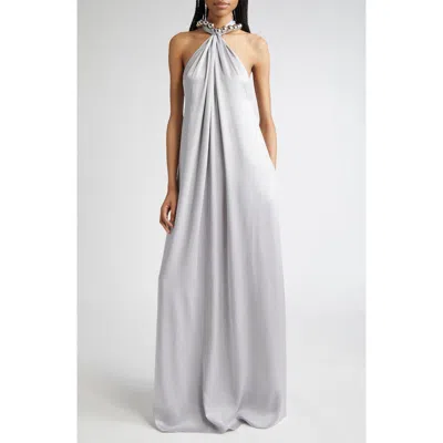 Stella Mccartney Sphere Satin Gown In Gray