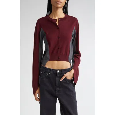 Stella Mccartney Spliced Colorblock Virgin Wool Crop Cardigan