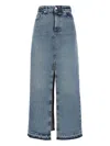 Stella Mccartney Denim Skirt With Back Pockets And Front Slit In Blue