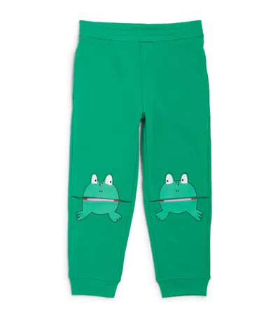 Stella Mccartney Kids' Split-knee Frog Sweatpants In Green