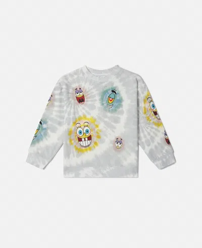 Stella Mccartney Kids' Spongebob Graphic Tie-dye Sweatshirt In Grey