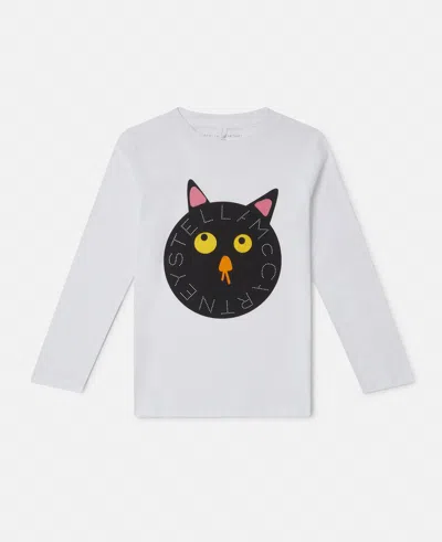Stella Mccartney Spooky Cat Logo Long-sleeve T-shirt In White
