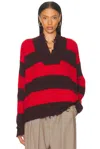 Stella Mccartney Striped V Neck Knitwear With Distressed Detailing