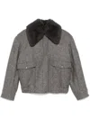 Stella Mccartney Teddy Wool Trimmed Zipped Jacket Unlined In Gray