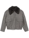 Stella Mccartney Teddy Wool Trimmed Zipped Jacket Unlined In Gray